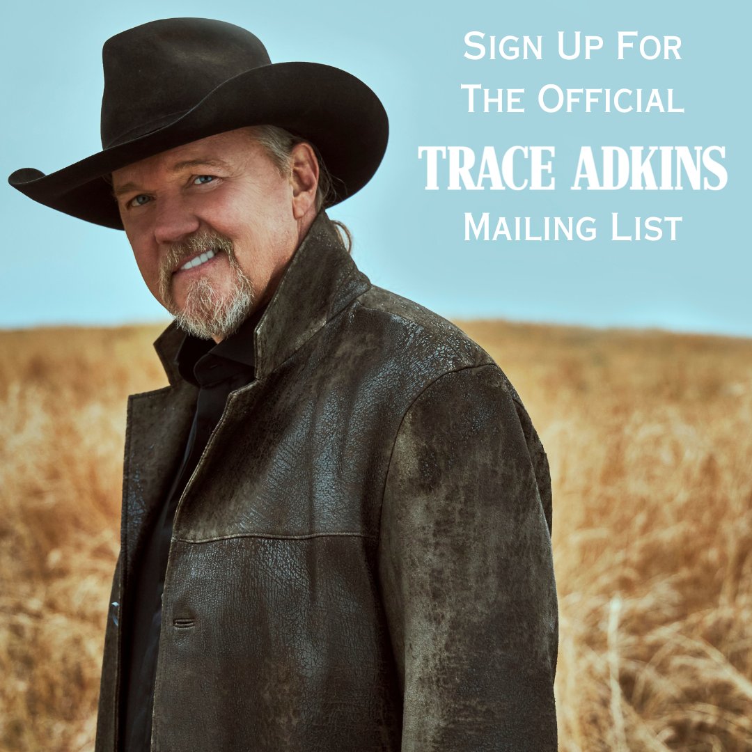 TraceAdkins's tweet photo. Join the official Trace Adkins mailing list! You'll get notifications about shows in your area, plus the latest news and announcements about Trace.

Sign up: https://t.co/0KR18NPzvj https://t.co/cV3l2bvGNm