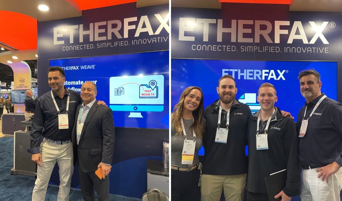 ETHERFAX's tweet photo. #etherFAX is taking over #HIMSS! We loved teaming up with our partners and demonstrating our #innovative document exchange solutions. @Hyland @RicohTweets @lexmark @lanetelecom @Exucom @intely_io #FaxFinder #ASITechnologyAdvisors https://t.co/MeS2qY4QH3