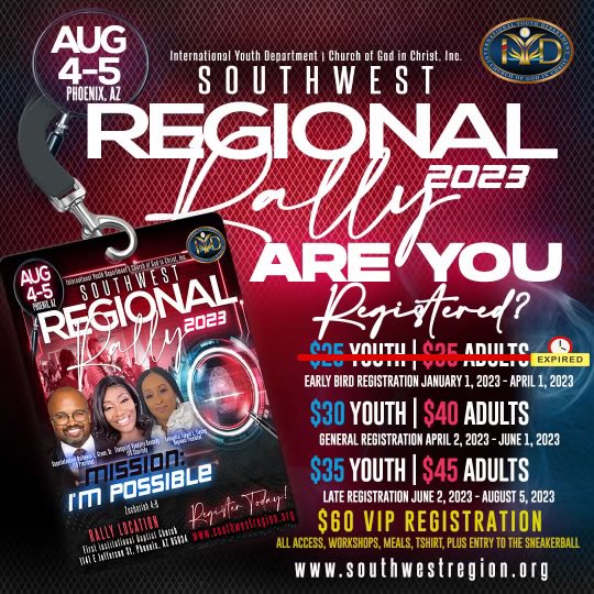 official_iydswr's tweet photo. I’M POSSIBLE!!! Everything I touch, dream and envision is possible!!!

Every Southwest Region youth, young adult and youth leader, the Rally is HERE!! This year we’re making sure you WALK in the POSSIBILITIES of God in EVERY area of your life!! Don’t miss this EXPLOSIVE moment! https://t.co/cbPMyJT4sU