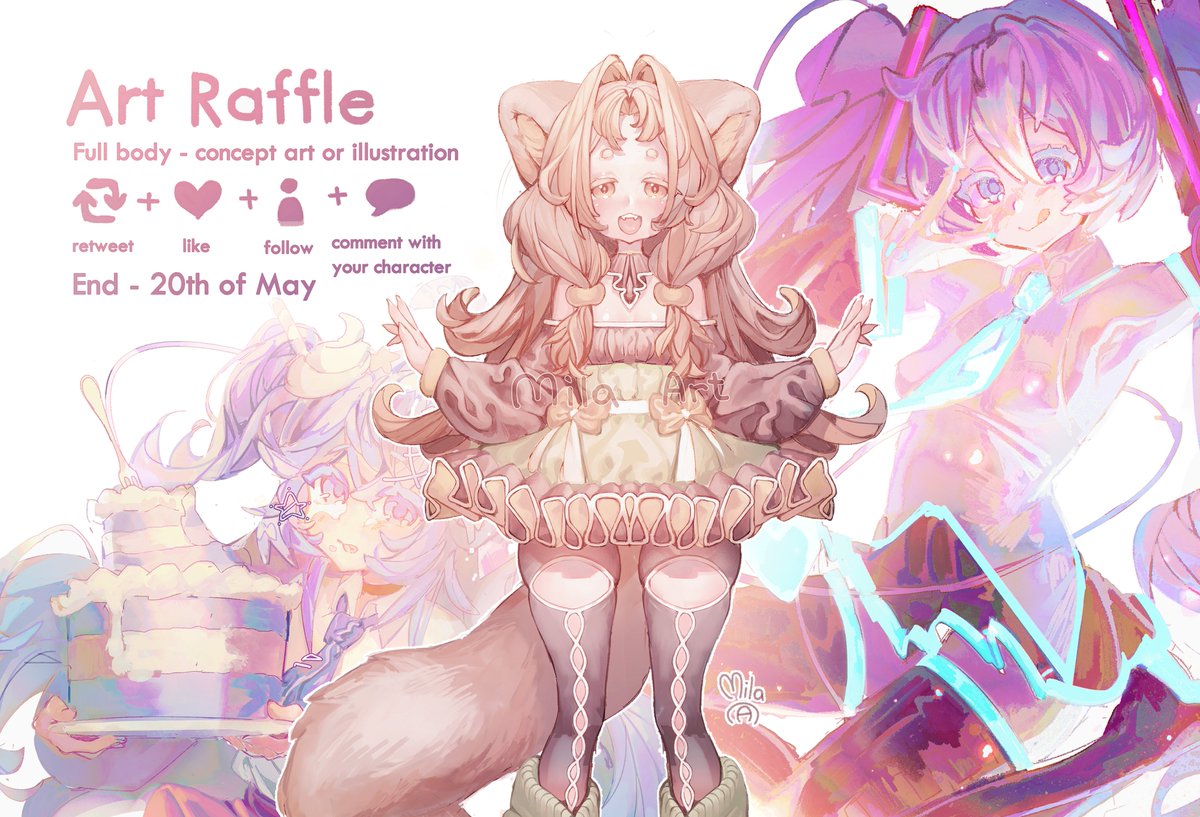 MilaArt12's tweet photo. ✦ART RAFFLE✦ 

Thank you for the 200+ followers! 
✦1 winner, prize - rendered full body✦
If there will be +200 retweets, I will add the second prize - half body! (☆ω☆)

Rules:
✦retweet
✦like
✦follow
✦comment with character
End- 20th of May
#artraffle #raffle https://t.co/2qcbgE7bHg