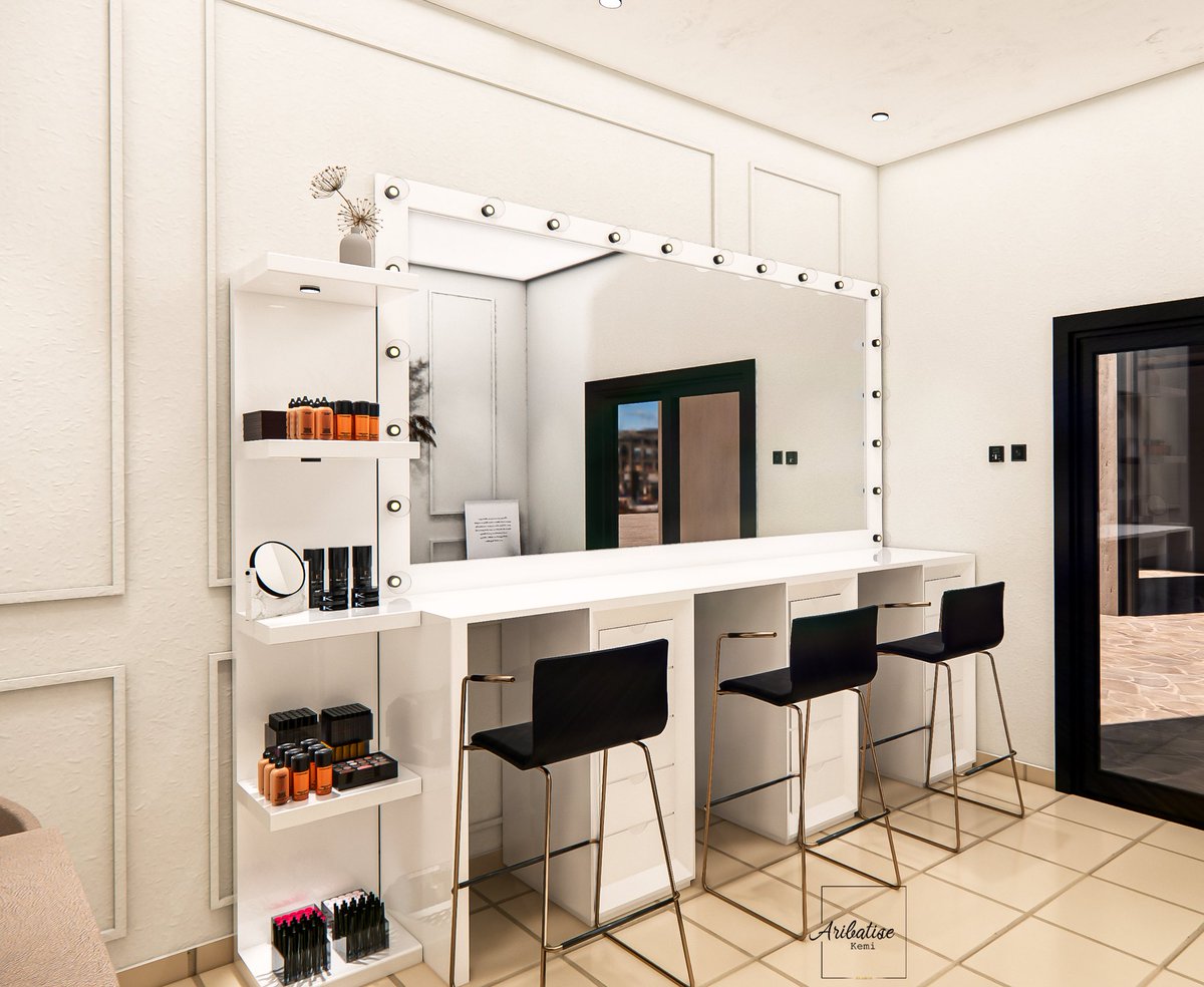 • Project N • 📍 

I was commissioned to model, and render this makeup studio using 

Sketchup & Enscape 

If only I could have  5 bottles of “MAC”foundation in my shade. 
Sigh…💅🏽

#3drendering  #SketchUp3D #Enscape