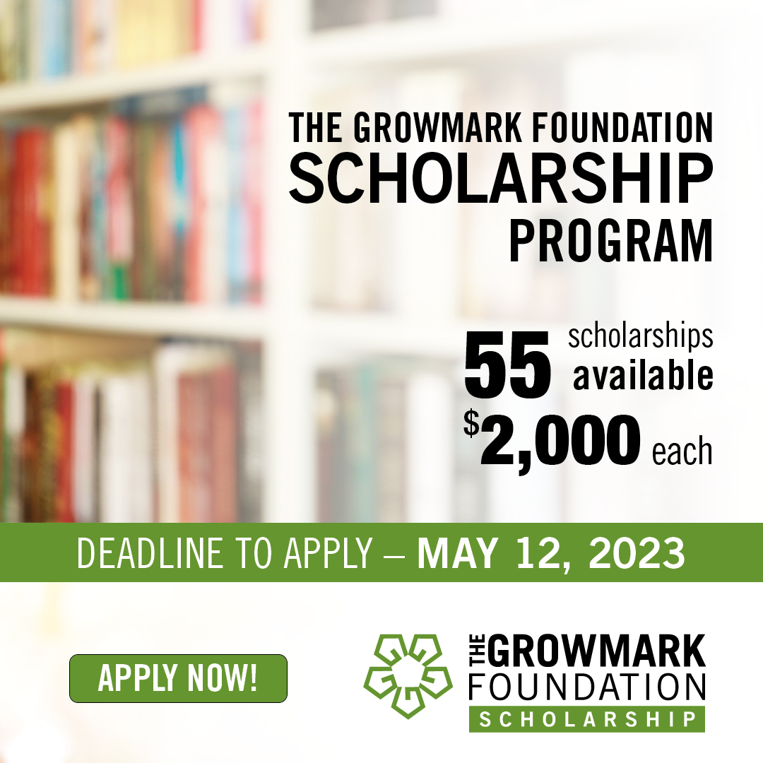 GROWMARK's tweet photo. Apply for our 2023 GROWMARK Foundation #scholarships today at https://t.co/1rdGH664UZ. Applications are due May 12! https://t.co/jRHbVjMaXs