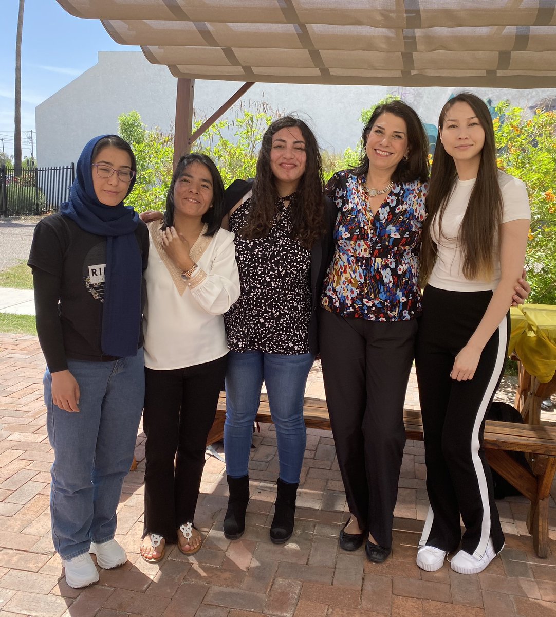 PRMAsstSec's tweet photo. Inspired by my discussion with young Afghan women studying at @ASU and grateful to the University and others like @RESCUEorg and Welcome to America for sponsoring them. I met a future data scientist, artist, doctor, and horror film director! https://t.co/g4EawkgHMF