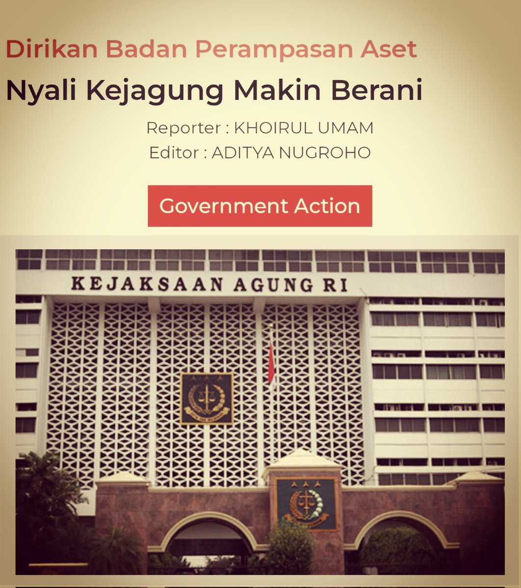 Kejagung lembaga yang dikomandoi Pak <a href="/ST_Burhanuddin/">ST Burhanuddin</a> ini akan mendirikan BADAN PERAMPASAN ASET untuk Memiskinan para Koruptor.
Bijimana mnurut klean skaar,
Yang setuju sila Rituit...

<a href="/PPATK/">PPATK</a> <a href="/psi_id/">DPP PSI</a> 

rm.id/baca-berita/go…