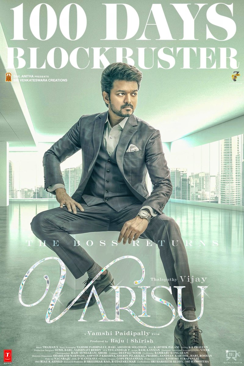 INBAEVERTON67's tweet photo. #100DaysOfVarisu 💥

#BlockbusterVarisu
#Varisu100thDay #Varisu100Days 
 #ThalapathyVijay #LEO https://t.co/hrPsrugHeh