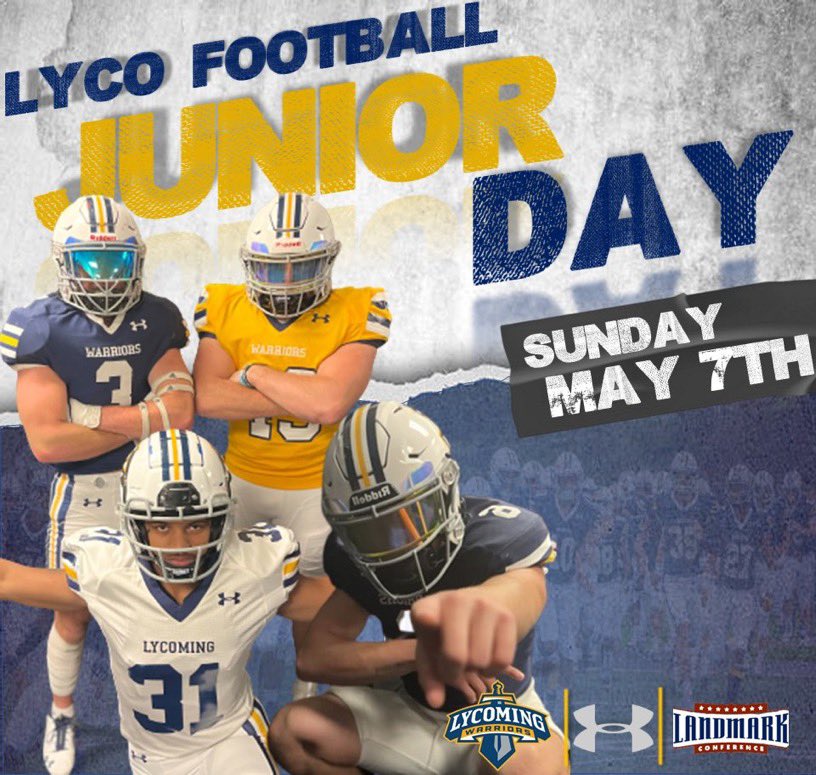 Pumped to be visiting Lycoming University on May 7th! Thank you <a href="/Coach_GMerch/">Greg Merchlinsky</a> for the opportunity!💪🏼
<a href="/WarriorsFBall/">Lycoming Football</a>