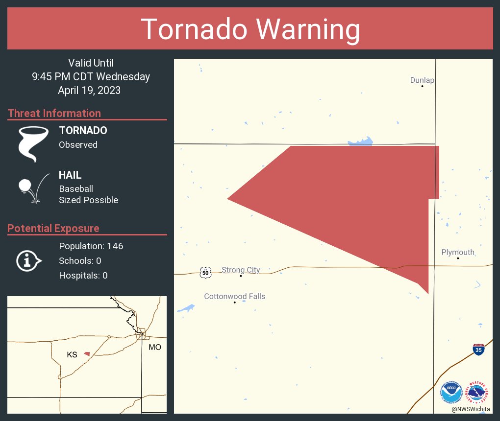 NWS Tornado on Twitter "Tornado Warning including Chase County, KS