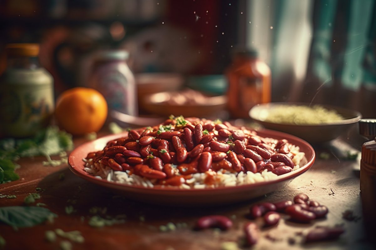 adwhyta's tweet photo. Rajma Chawal is a popular comfort food in India, made with kidney beans, rice, onions, tomatoes, and spices. Enjoy it with a side of laughter from "The Office" or "Brooklyn Nine-Nine" on Netflix or Amazon Prime.

@msnkarthik @midjourney #chatgpt #midjourney #AIart #Ra https://t.co/5pqGSyDGSL