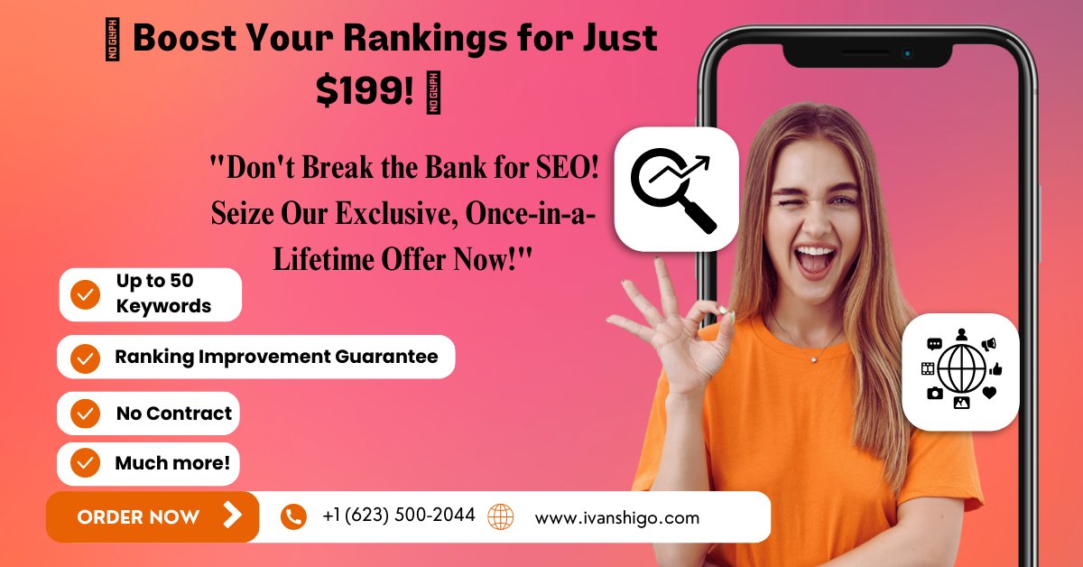 ivanshigo's tweet photo. 🚀 Skyrocket your website's rankings with our $199 SEO plan! 🎯 Guaranteed improvements, excellent service, and no contracts! 💸 Stop overpaying for SEO now! ✨ Limited-time offer! Visit us: https://t.co/lB8Dqftxy5  #SEO #AffordableSEO #BusinessGrowth 🔥
#SEO #USA #Canada #money https://t.co/5lWFKuCpcO