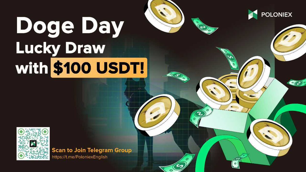 Poloniex's tweet photo. 🐶 $DOGE Day Lucky Draw with $100 rewards! 💰

1⃣ Follow @Poloniex, RT , Likes &amp; Tag 3 friends

2⃣ Join Poloniex Telegram https://t.co/EEDuRb53Td  &amp; Announcements  https://t.co/eoucqok85Q

3️⃣ Send #DogeDay into our Telegram

🎁 10 winners will be announced after 4/20

#Dogeday https://t.co/H2k6aYjMbu