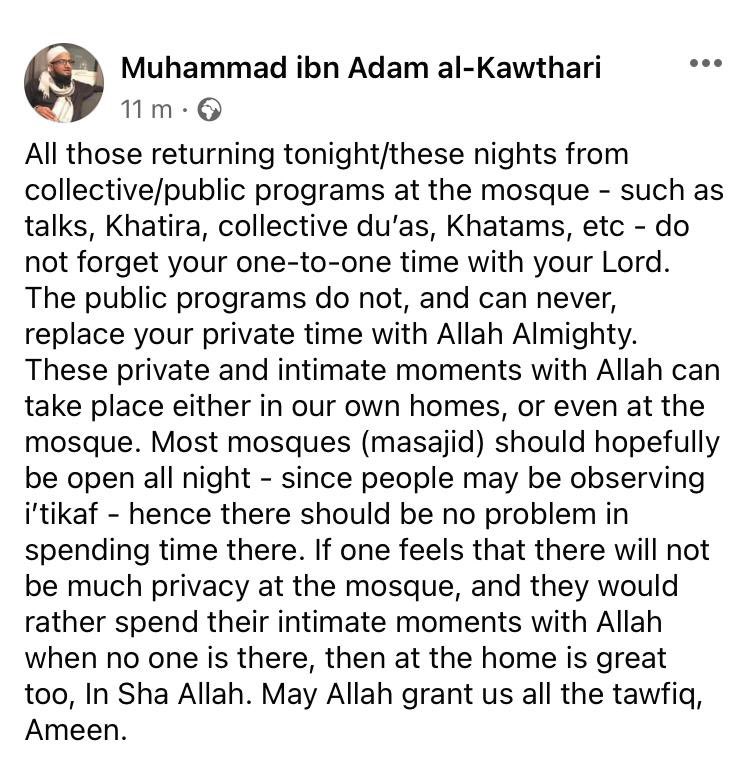 Mufti_Muhammad_'s tweet photo. Two important reminders. I believe the imams of masajid should remind their public of this. It’s not 'only' about ritually gathering at the mosque…. https://t.co/HV85gWou86