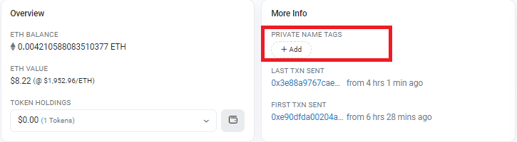 CoinGurruu's tweet photo. Protect yourself Shitcoining 101: 
- Create Etherscan account
- Go to the contract of the coin you are buying
- Click the contract creators wallet address
- Go to Private Name Tags
- Add the name of coin

Now when you check the chain- can easily tell if the new token you buy is affiliated with prior scams/rug pulls

Simple- yet effective