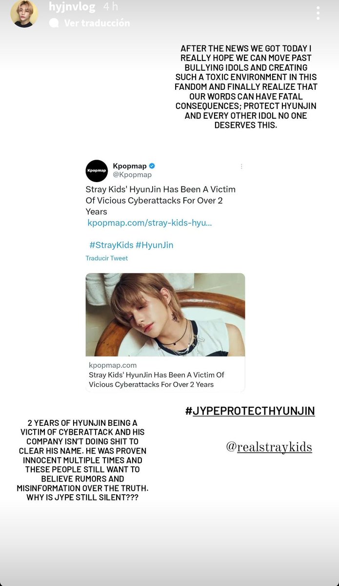 HyunSeobgirl's tweet photo. ‼️ Esto está llegando muy lejos, después de todo este dolor enterarme de esto es un horror. El acoso a Hyunjin por los haters llegó a tanto que incluso por BUBBLE recibió fotos y mensajes abusivos y horribles, cuáles puede llegar a ver. 
#JypeProtectHyunjin #JYPEProtectStrayKids https://t.co/6tDREIKgfd
