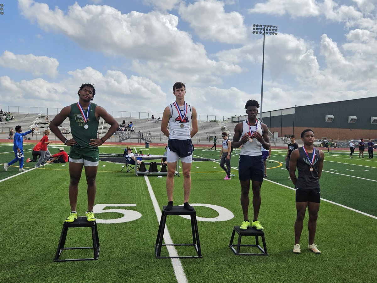 Another dominating day for Cason Rogers, double gold in the 110 and 300 hurdles. Ryan Russell also advances in both hurdle events with a 4th and 3rd. #LSWTrack23 #FindaWay <a href="/lifemustangs/">Life High School Waxahachie</a> <a href="/EllisCoSports/">Ellis County Sports</a>