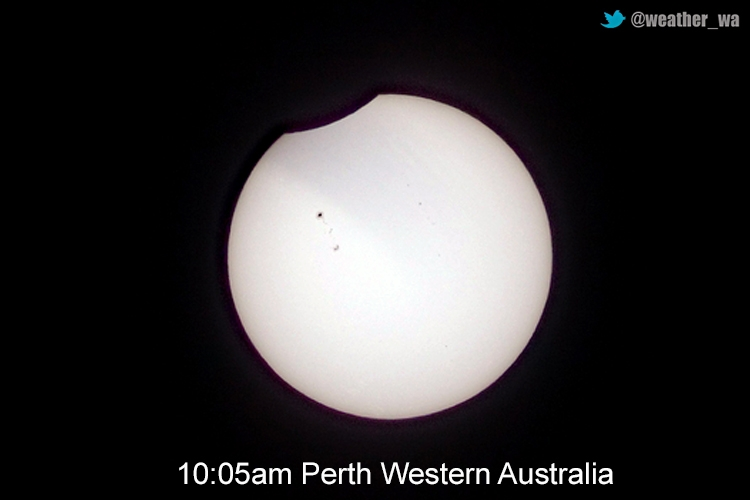 The #Solar #Eclipse Has Started, Here Was The View From #Perth #WesternAustralia At 10:05am #MooningCrew #PerthNews #PerthWeather #SolarEclipse #SolarEclipse2023 #JustAnotherDayInWA