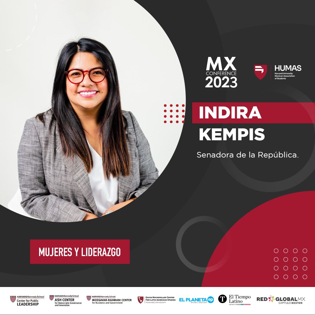 HarvardHUMAS's tweet photo. Bienvenida senadora @IndiraKempis al panel de mujeres y liderazgo de la #MXConference! 🇲🇽 https://t.co/p00fYZL9Po