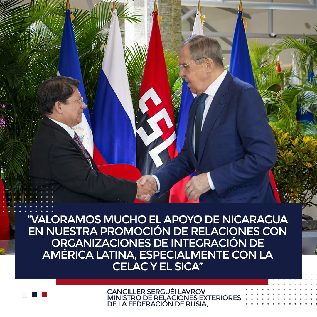 esbeltania's tweet photo. "Valoramos mucho el apoyo de Nicaragua en nuestra promoción de relaciones con Organizaciones de Integración de América Latina, especialmente con la CELAC y el SICA"
 Canciller de Rusia, Serguéi Lavrov #LaPazNuestraVictoria 
@mae_rusia https://t.co/iOzDHTUzdP