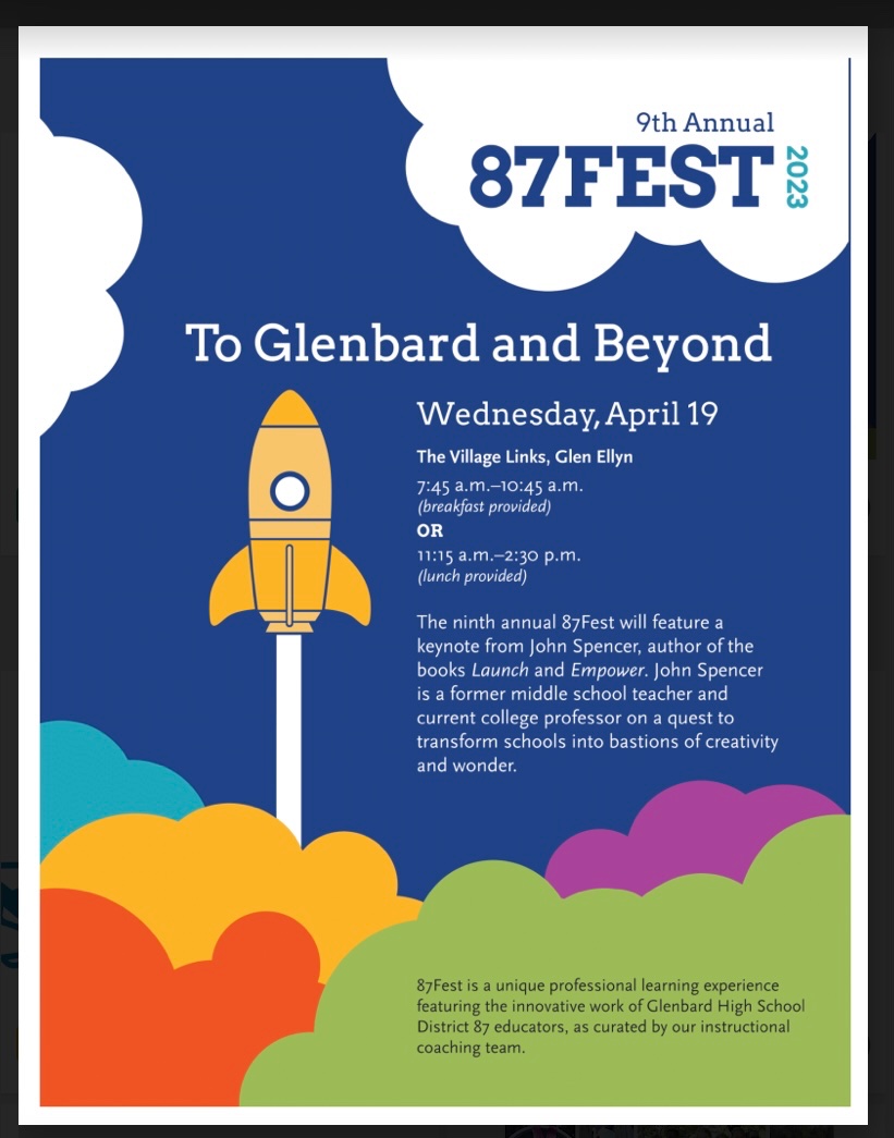 MrsSlowinski's tweet photo. What a day! I loved learning from my @GlenbardDist87 colleagues and @spencerideas! Thank you to all of our innovative teachers! #87learns #87fest https://t.co/t5ziUQ5rn9