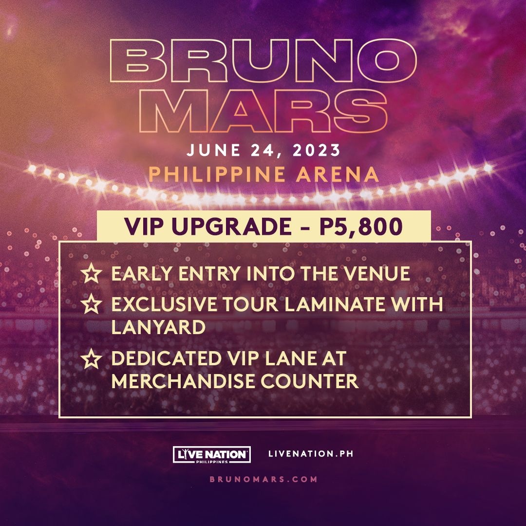 livenationph's tweet photo. Hooligans! Guess who's back again? Put on your dancing shoes and get ready to dance and sing along with Bruno Mars on June 24 at the Philippine Arena!

LNPH Presale April 27, 10AM - 11:59PM 
General sale April 28, 12PM  

More info at https://t.co/W363tvuBcH.

#BrunoMarsInPH https://t.co/4jw1IWwkv6