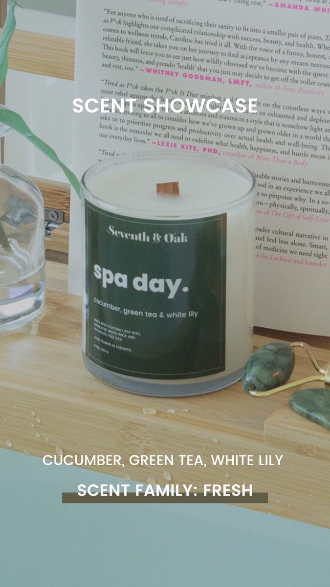 seventhandoak's tweet photo. Chill out and relax with our Spa Day candle! Breathe in the soothing scents of crisp cucumber, green tea, and white lilies while the wood wick creates a cozy vibe. It's the perfect way to de-stress after a long day! 

https://t.co/Z2ukO9LB0o https://t.co/tFGSWG7a2v