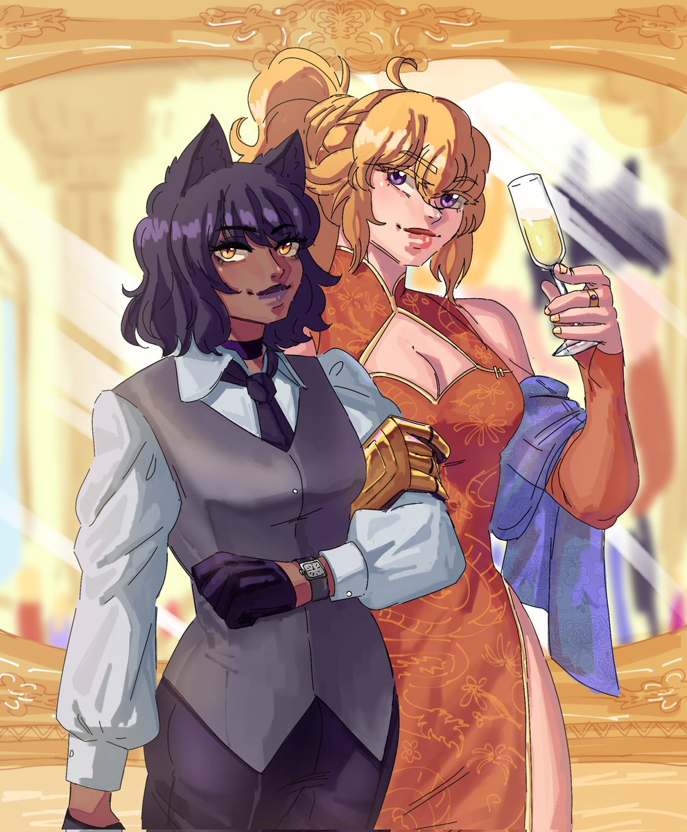 [Iri0y] [RWBY] [Bumbleby] Yang Xiao Long in a Dress. Blake Belladonna in a Suit.