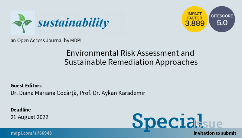 Sus_MDPI's tweet photo. #CallforReading
"Environmental Risk Assessment and Sustainable Remediation Approaches" welcomes your reading
Edited by Dr. Diana Mariana Cocârță and Prof. Dr. Aykan Karademir, including 8 papers
#Outdoorpollution #Exposureassessment
https://t.co/1wD5P2mRLB https://t.co/hRMYqBqDBY