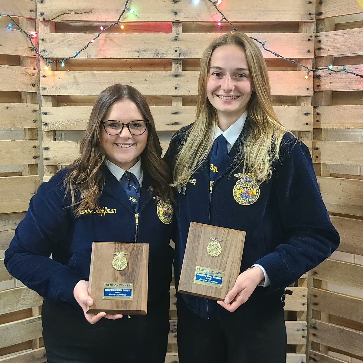 mtzffa's tweet photo. Tonight was the Section 16 Banquet! Kaitlyn and Karlie were recognized for winning their areas at section proficiencies.  Kaitlyn was also recognized for winning both district and state as well. https://t.co/95TdxxJikc