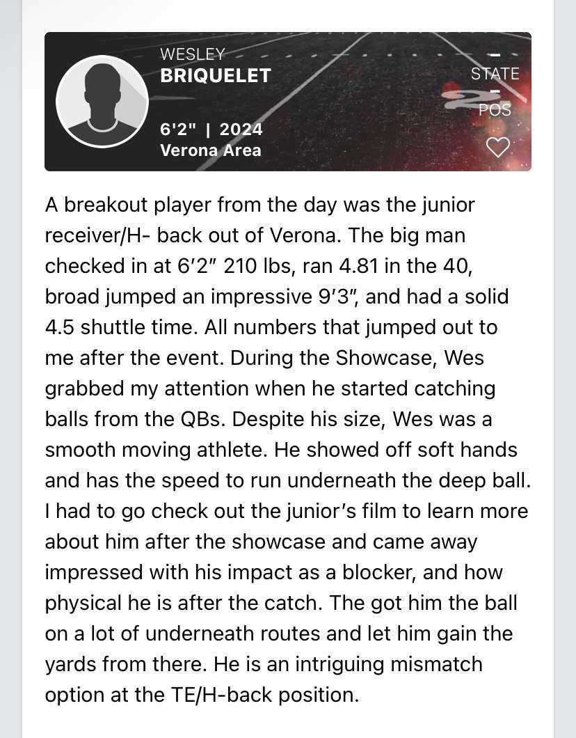 Thank you for the write up!! <a href="/MJ_NFLDraft/">Mark Johnson</a> 
<a href="/PrepRedzoneWI/">Prep Redzone Wisconsin</a>