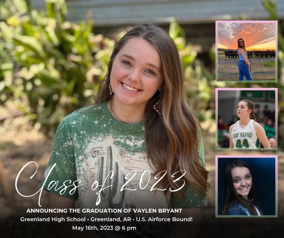 jenbillybryant's tweet photo. As I assembly her grad invitations I can’t help but reflect on her huge milestones she is about to face, Graduation is just around the corner and a few days after that she will head off to the Airforce! Please keep our amazing Vaylen Bryant in your prayers these next 2 months! https://t.co/fJyrPj1aIh