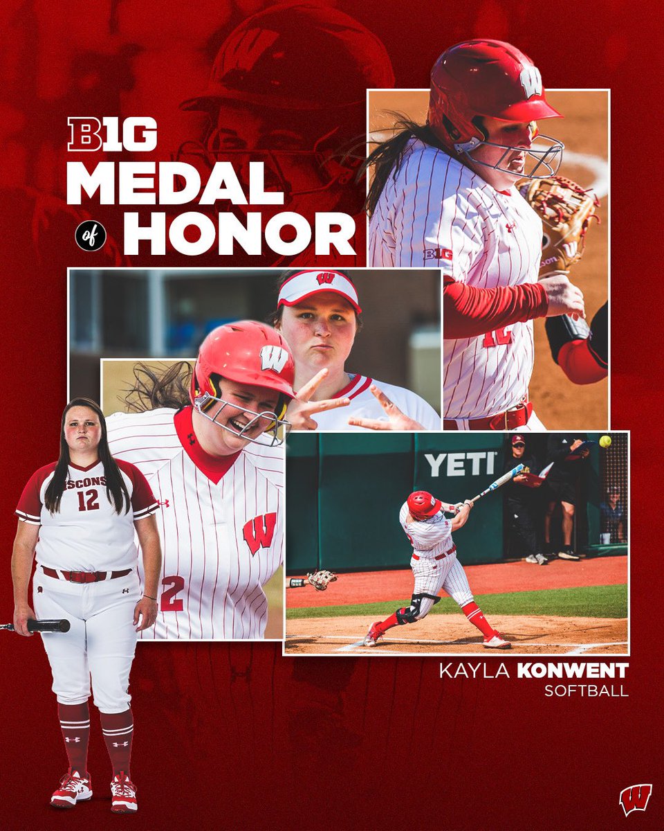 BadgerSoftball's tweet photo. B1G time award for a B1G time player. Well deserved, @KKForHisGlory!! https://t.co/0CfmDbrl0t
