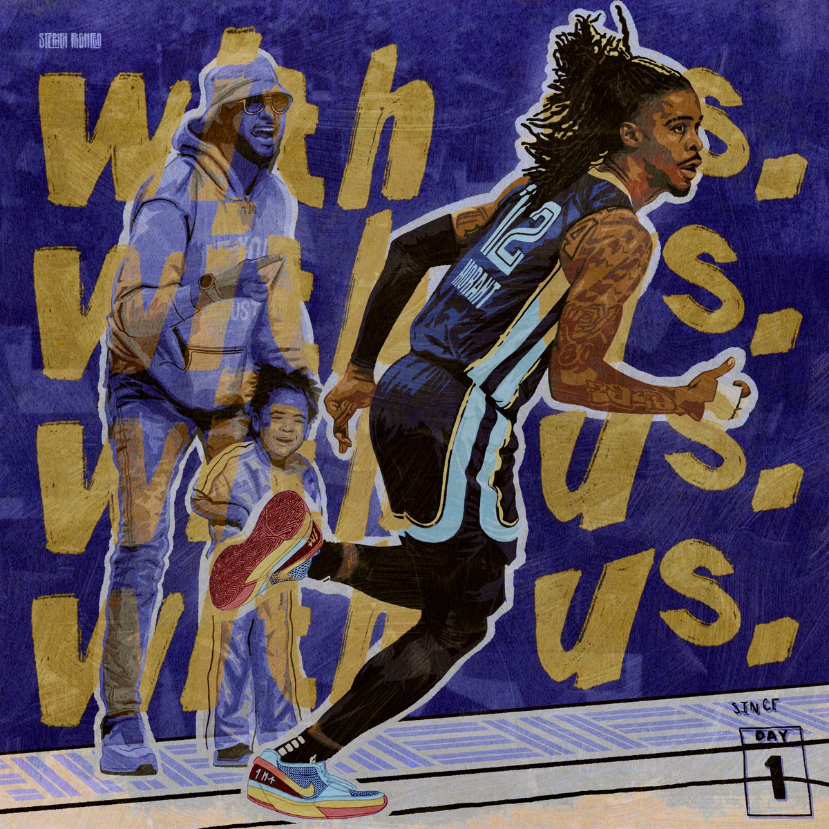 Day 1’s don’t switch up after Game 1’s. 
For everyone still #WithUs …
.
Some art for Game 2 x Ja “Day 1” Drop
.
<a href="/nikebasketball/">Nike Basketball</a> <a href="/memgrizz/">Memphis Grizzlies</a> <a href="/JaMorant/">Ja Morant</a> 
#BigMemphis #Nba #JaMorant
