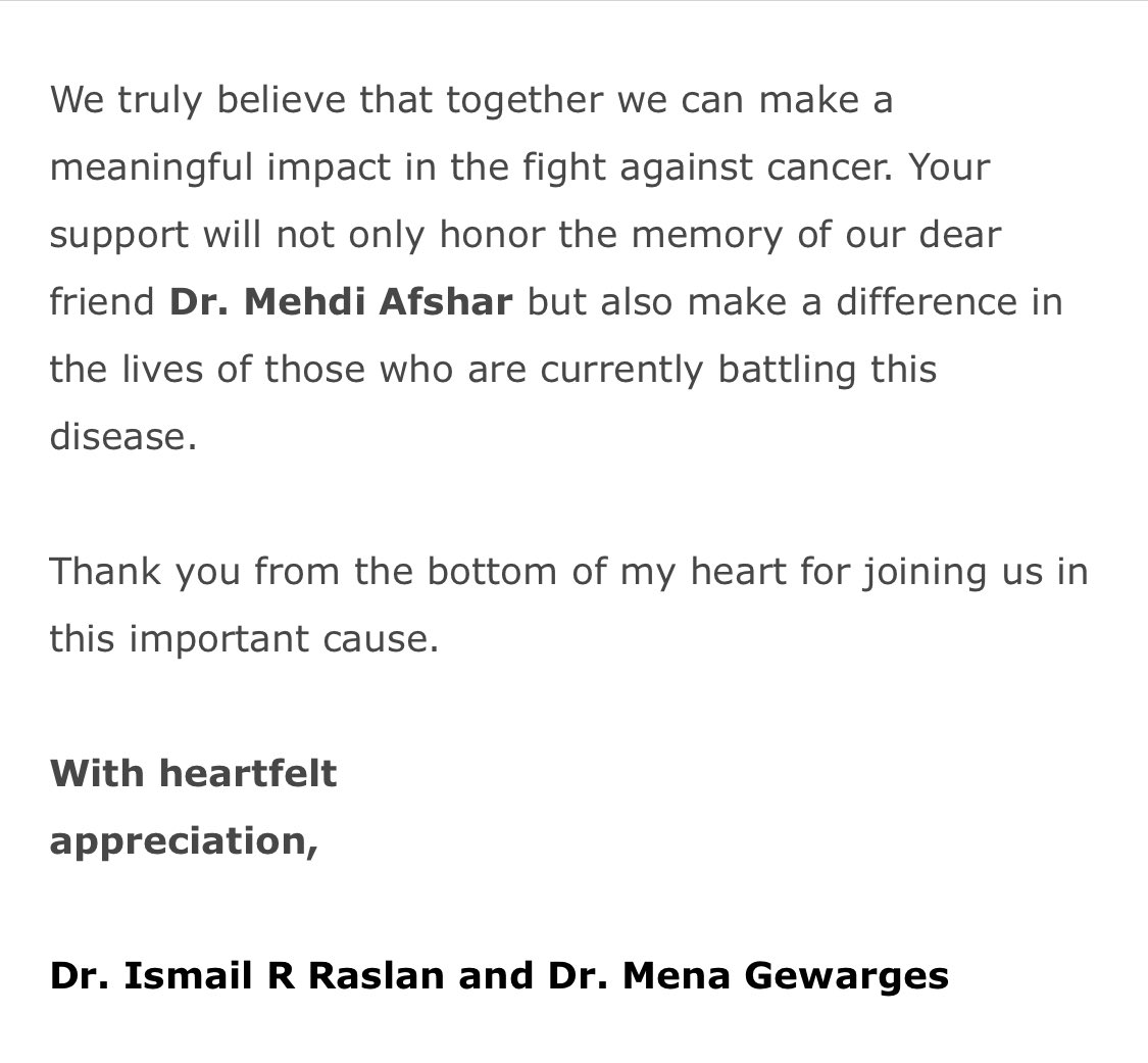 Ismail R Raslan ® (@miloraslan) on Twitter photo Join us to honor our friend Dr. Mehdi Afshar, support us as we walk and run for the 10th journey to conquer cancer.
<a href="/UofTCardio/">UofTCardio</a> #PrincessMargaretHospital #cancerawareness #CancerResearch #MehdiAfshar Join us to honor our friend Dr. Mehdi Afshar, support us as we walk and run for the 10th journey to conquer cancer.
<a href="/UofTCardio/">UofTCardio</a> #PrincessMargaretHospital #cancerawareness #CancerResearch #MehdiAfshar