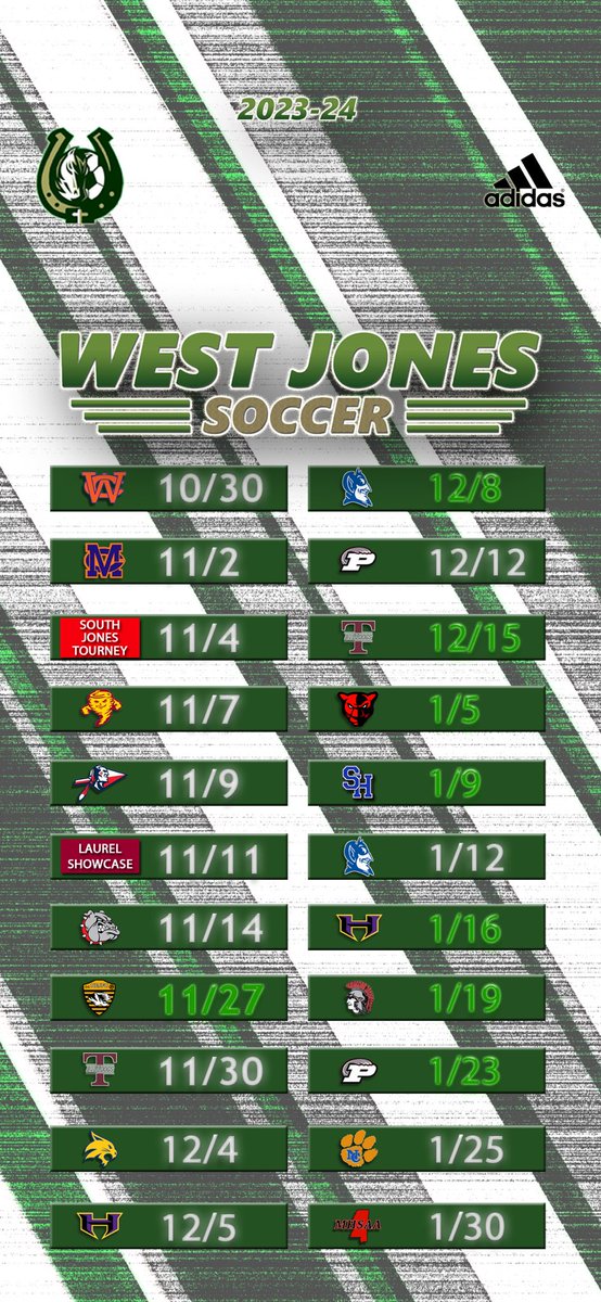 We are excited to unveil the varsity schedule for next season in the form of a phone wallpaper!
(Green dates are home games. White dates are away or at neutral sites. Playoffs start on 1/30.) 🐎⚽️