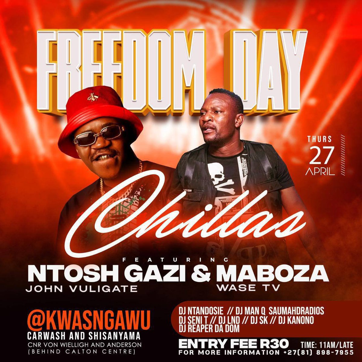 DjManQ2's tweet photo. We celebrating Freedom Day in style and banger @Kwasngawa Carwash And Shisanyama .lets make itva day to remember 🕺💃👯‍♂️🎼🥂🎉🎵 https://t.co/yEiEAktu99