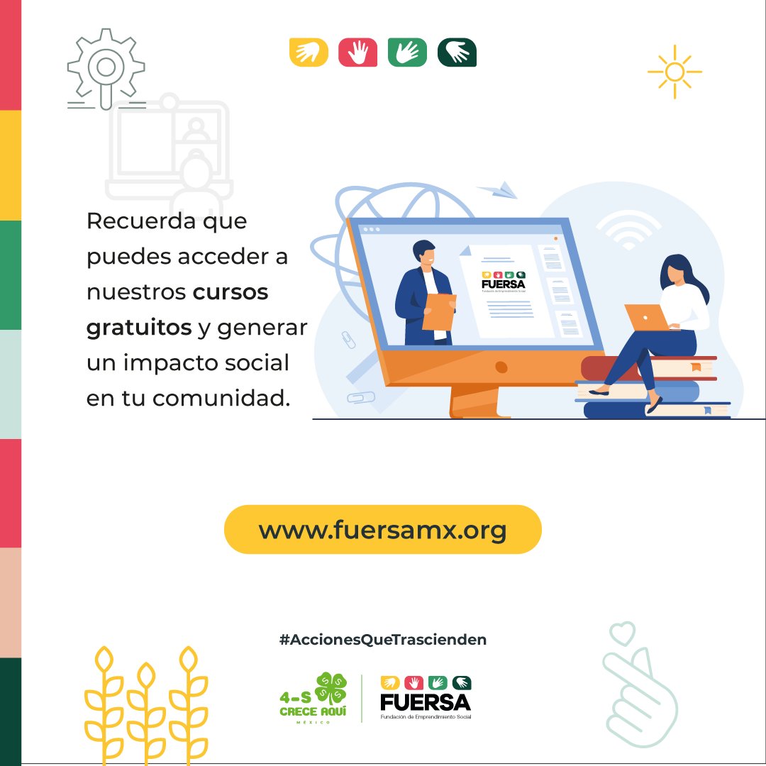 ¡𝗥𝗲𝗴𝗶́𝘀𝘁𝗿𝗮𝘁𝗲 𝗚𝗥𝗔𝗧𝗜𝗦 𝗲𝗻 𝗹𝗮 𝗣𝗹𝗮𝘁𝗮𝗳𝗼𝗿𝗺𝗮 𝗙𝗨𝗘𝗥𝗦𝗔! - Aprende a tu ritmo con nuestros cursos y masterclasss para agentes de cambios 4S, coordinadores, aliados y amigos! 

bit.ly/3msKzVp 

#AccionesQueTrascienden #FUERSAMX #4sCreceMx