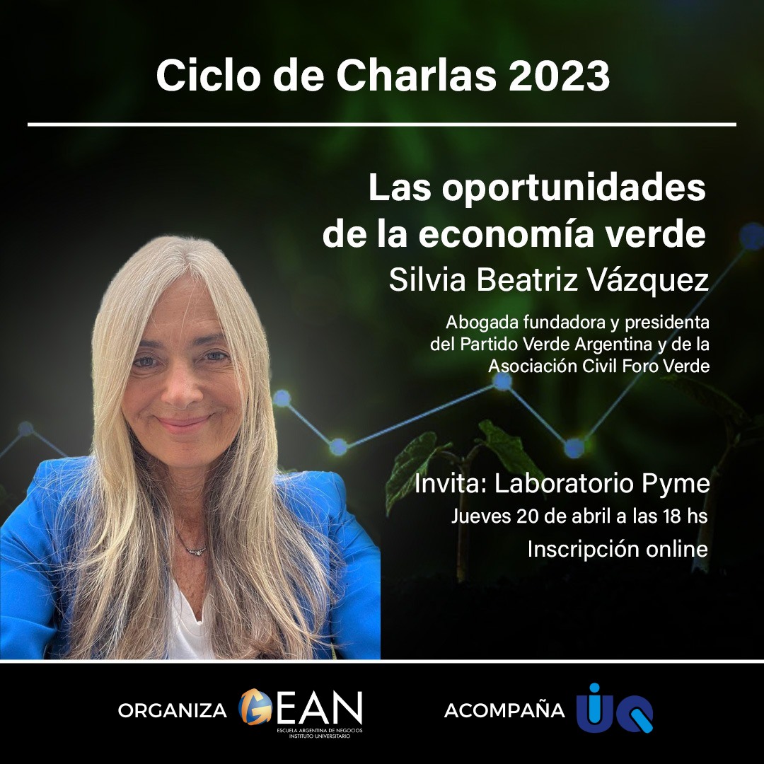 UIQuilmes's tweet image. Charla que organiza @ean_argentina  -Instituto Universitario de Escuela Argentina de Negocios- y que auspicia la Unión Industrial de Quilmes a cargo de la Dra. Silvia Vazquez sobre las oportunidades de la Economía Verde. 
Link de Inscripción: lnkd.in/dJkF_kKC