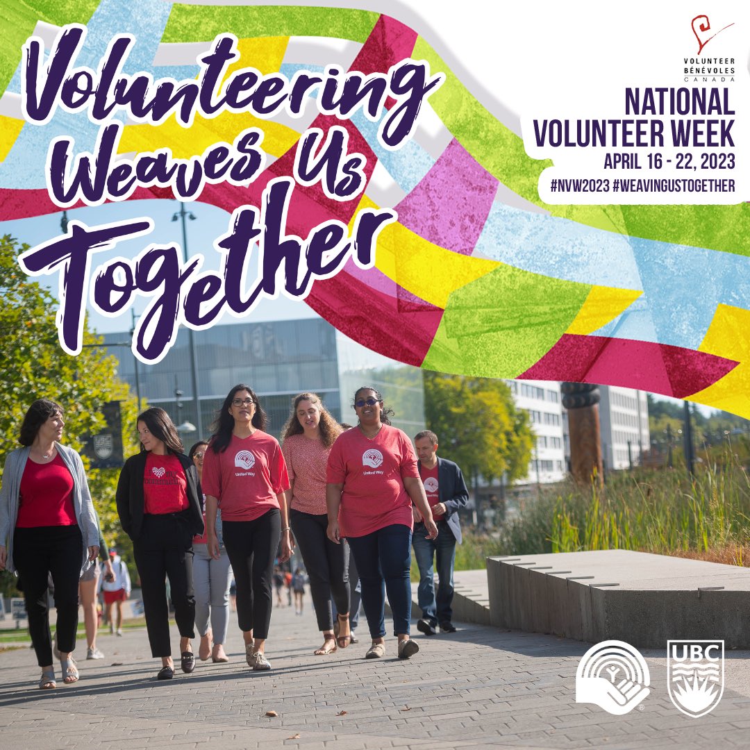 UBCUnitedWay's tweet photo. This week, the UBC United Way Campaign is celebrating National Volunteer Week!
 
Volunteering weaves us together! During the 2022 UBC United Way Campaign over 200 volunteers came together in support of building community. 
 
#NVW2023 #WeavingUsTogether https://t.co/GD88dDU6mI