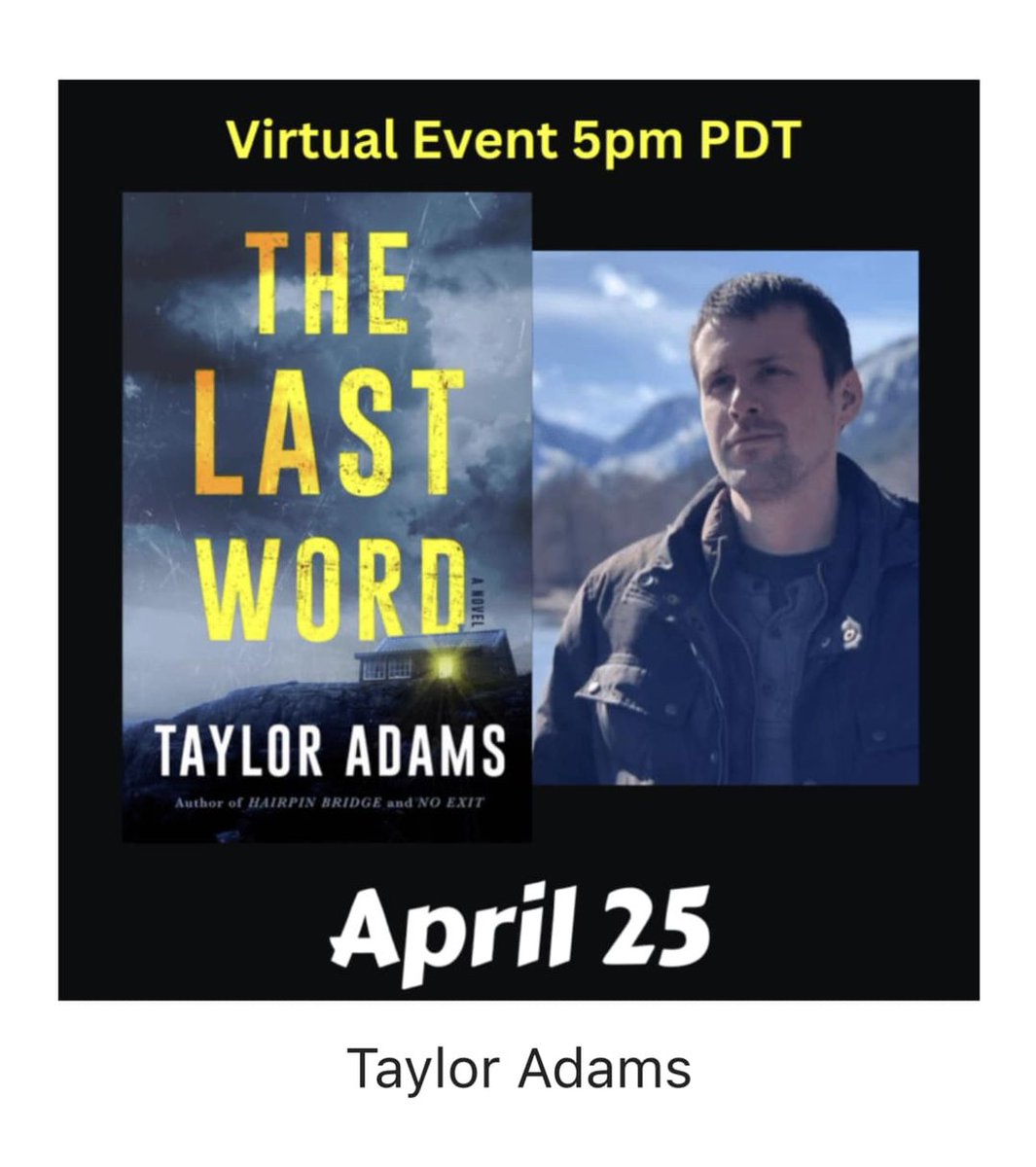 Tadamsauthor's tweet photo. Tuesday, April 25 at 5pm (Pacific time) I’ll be appearing at The Poisoned Pen Bookstore to chat about THE LAST WORD on its launch day!
Watch on Facebook here: https://t.co/EwJmdXDaEh
Or on YouTube here: https://t.co/UkhLOFDVGl https://t.co/pcRi6jCDGL