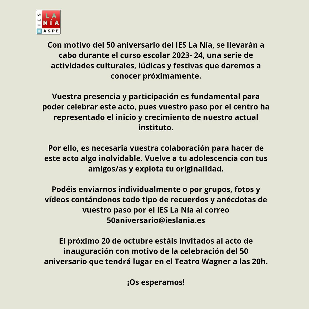 IES La Nía (@ieslaniaaspe) on Twitter photo 