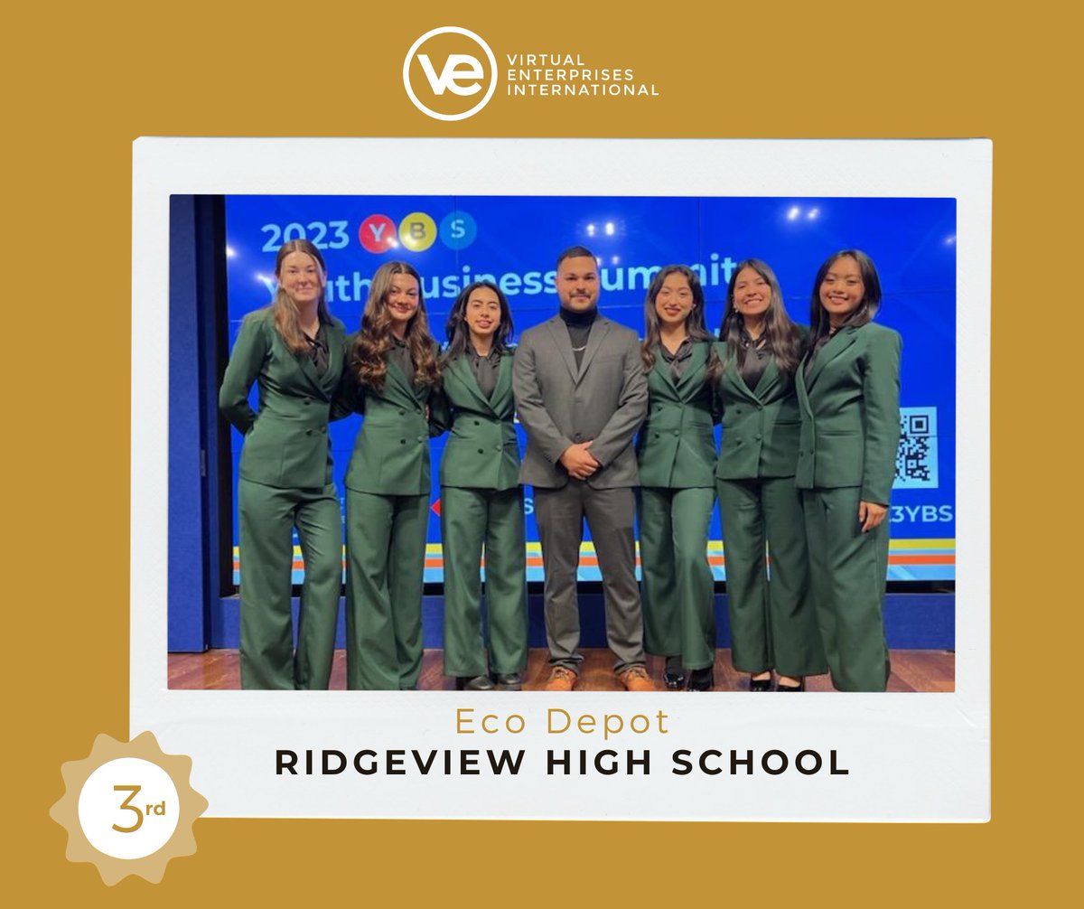 KCSOS's tweet photo. A huge congratulations to the following Virtual Enterprise (VE) teams for their amazing accomplishments! Centennial HS (1st), Bakersfield HS (2nd), &amp; Ridgeview HS (3rd) just swept the top three places at the National VE Competition in NYC, beating out more than 44 other teams 🎉 https://t.co/zva9RH6bQw