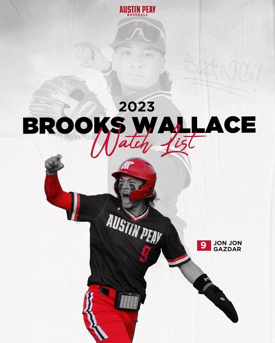 GovsBSB's tweet photo. 𝓒𝓸𝓷𝓰𝓻𝓪𝓽𝓾𝓵𝓪𝓽𝓲𝓸𝓷𝓼 @JonathanGazdar!

@CollegeDiamonds named him to its Brooks Wallace Award Watch List. The award is presented annually to the best shortstop in college baseball. 

He's the third Govs player since 2022 to make the watch list.

#LetsGoPeay | #⃣🅱️🅰️🆖 https://t.co/tQRQB5Zf6I