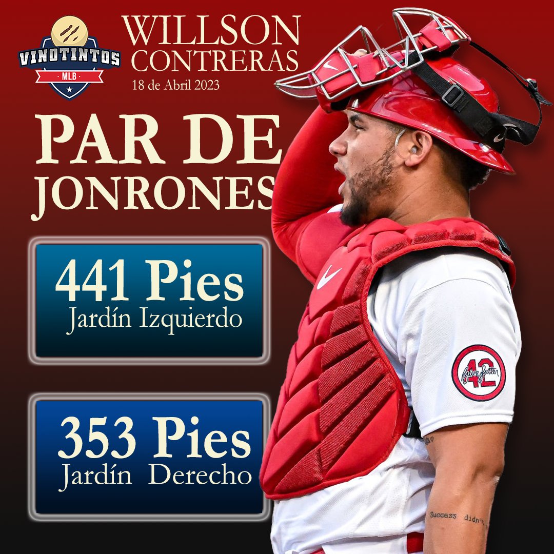 VinotintosMLB's tweet image. PRIMEROS DOS JONRONES DE CONTRERAS

#Willson #Contreras sacó a relucir su poder y consiguió sus dos primeros Jonrones de esta temporada 2023.

Contreras había comenzado con un promedio al bate bajo (menos de .200), sin embargo los últimos 7 días batea .391