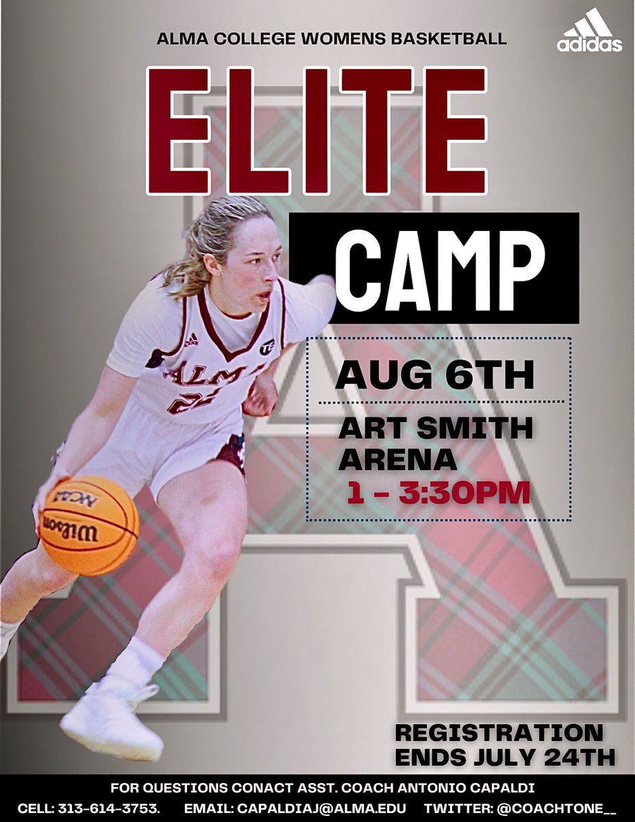 AlmaScotsWBB's tweet photo. Recruits‼️ We’d love to have you at Elite Camp. Come see what it’s like to compete at a high level as well as meet our current team. #GoScots 

https://t.co/Ec0XMz0xtm https://t.co/fV7mbcTlyo