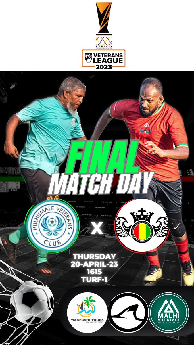Final ..! Final..! Final..!
FAM Veterans League
We are facing the defending champion Hulhumale Veterans Club
Turf-1
❤️💛💚
We urge our supporters to come and support the team !!
#DaGrandeSC
#MaafushiTours
#Blacktipstudio
#malhimv
#famveteransleague2023
#famveterans 
#FAMVL2023