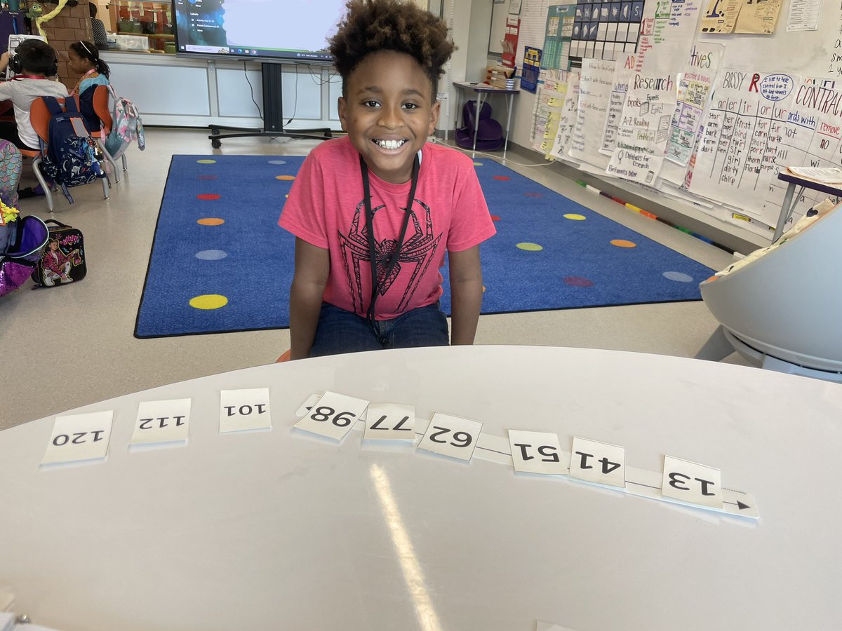 MrsBergman93's tweet image. When doing 3 numbers at a time for his assessment wasn’t enough so he asked to challenge himself by putting all of the numbers in order on the number line! I love when they push themselves to do more! #firstgrade @HumbleISD @HumbleISD_LLE @MavoAntonietta @HumbleElemMath 📏🔢💜