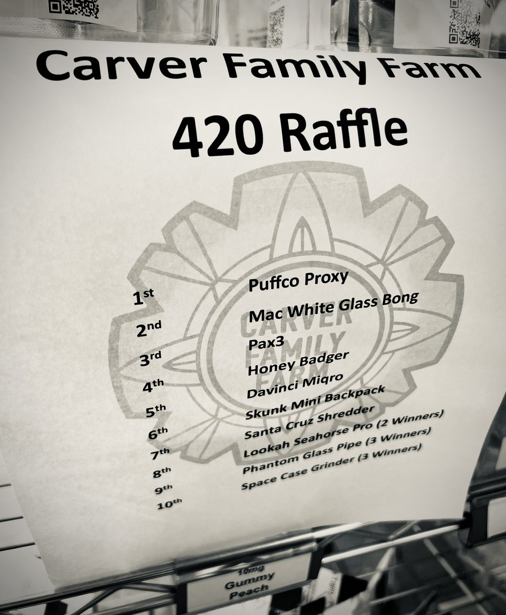 FarmCarver's tweet photo. 4/20 FUN ALL DAY THURSDAY! 
at Carver Family Farm!
30% off Concentrates
40% off Edibles
10% off Everything Else!
Spin the Wheel for prizes
Enter the raffle to win 🔥prizes! https://t.co/0sFThLrIu1