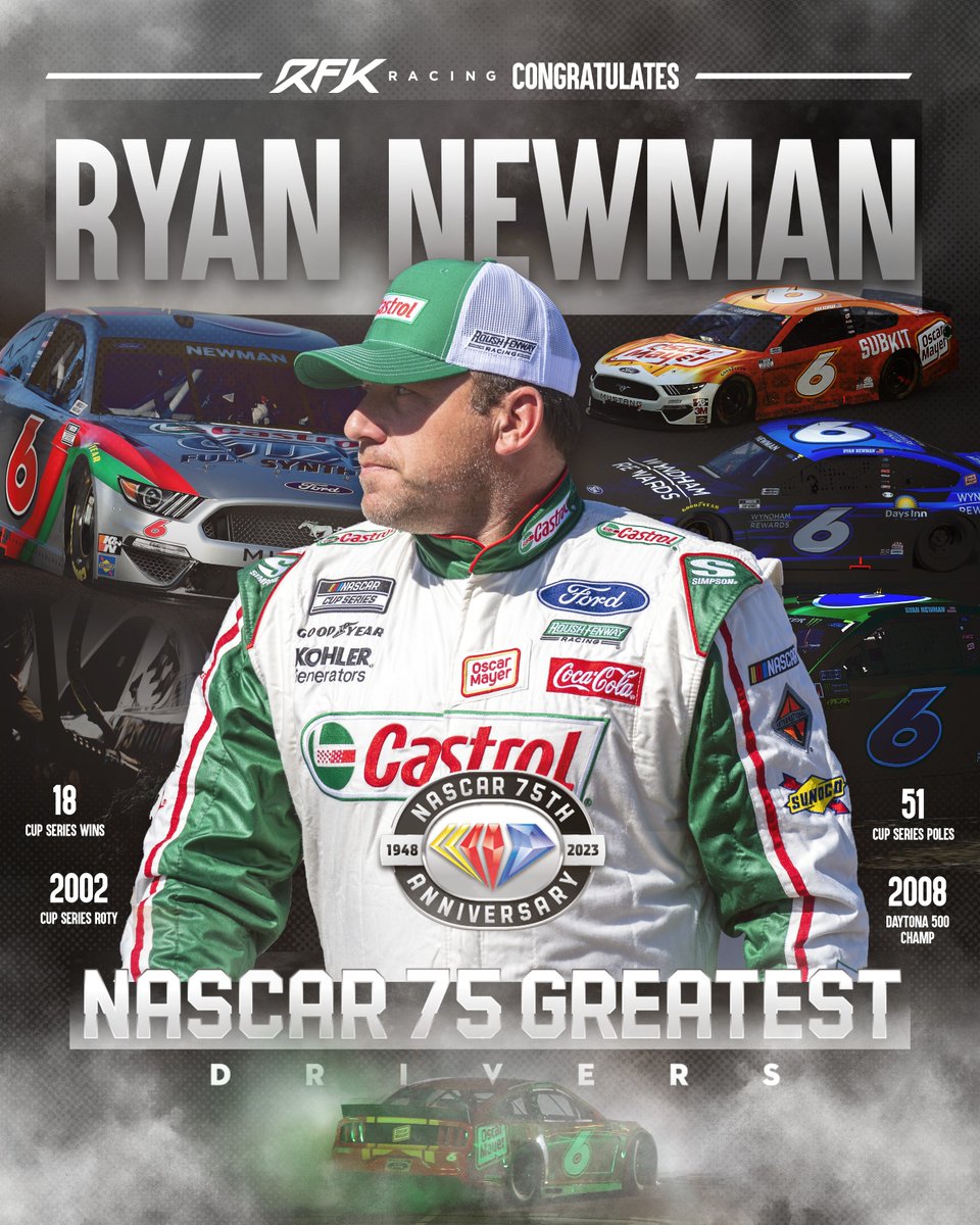ROCKETMAN! 🚀 🚀 🚀 

Congrats to <a href="/RyanJNewman/">Ryan Newman</a> on being named to <a href="/NASCAR/">NASCAR</a>'s list of 75 Greatest Drivers!