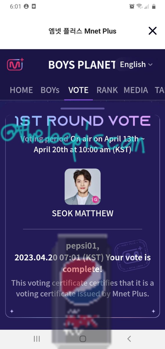 thebepiscan's tweet photo. 📌 04/20
last votes locked and loaded, hope Matt does well later as well
#SeokMatthew #석매튜
#Matthew1Pick
#SeokMatthew1Pick https://t.co/aN9VOaVO9Q