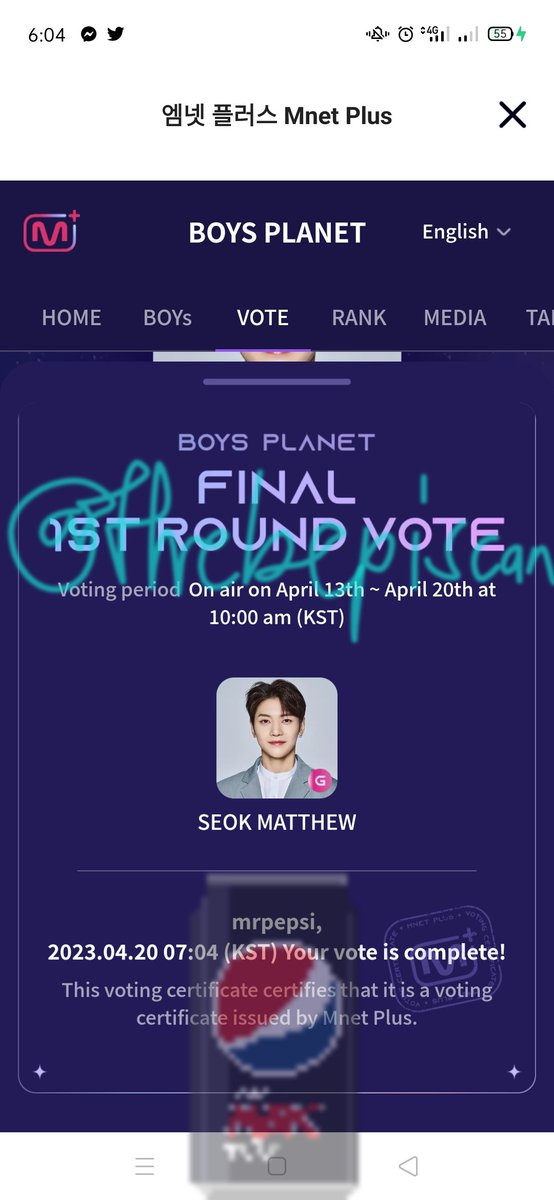 thebepiscan's tweet photo. 📌 04/20
last votes locked and loaded, hope Matt does well later as well
#SeokMatthew #석매튜
#Matthew1Pick
#SeokMatthew1Pick https://t.co/aN9VOaVO9Q