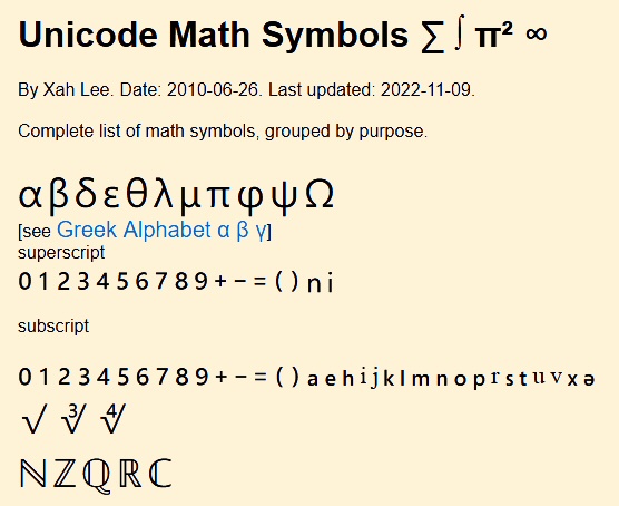 pickover's tweet photo. Fill your tweets with awe and wonder.  Impress friends.

Here's a handy webpage for copying and pasting mathematical symbols (and superscripts and subscripts) into tweets: https://t.co/fUYqrtVMAx

α β δ ε θ λ μ π φ ψ Ω , √ ∛ ∜, ℕ ℤ ℚ ℝ ℂ, ∫ ∬ ∑ × ÷  ℵ ∝ 
and more... https://t.co/t05NB6wwXL